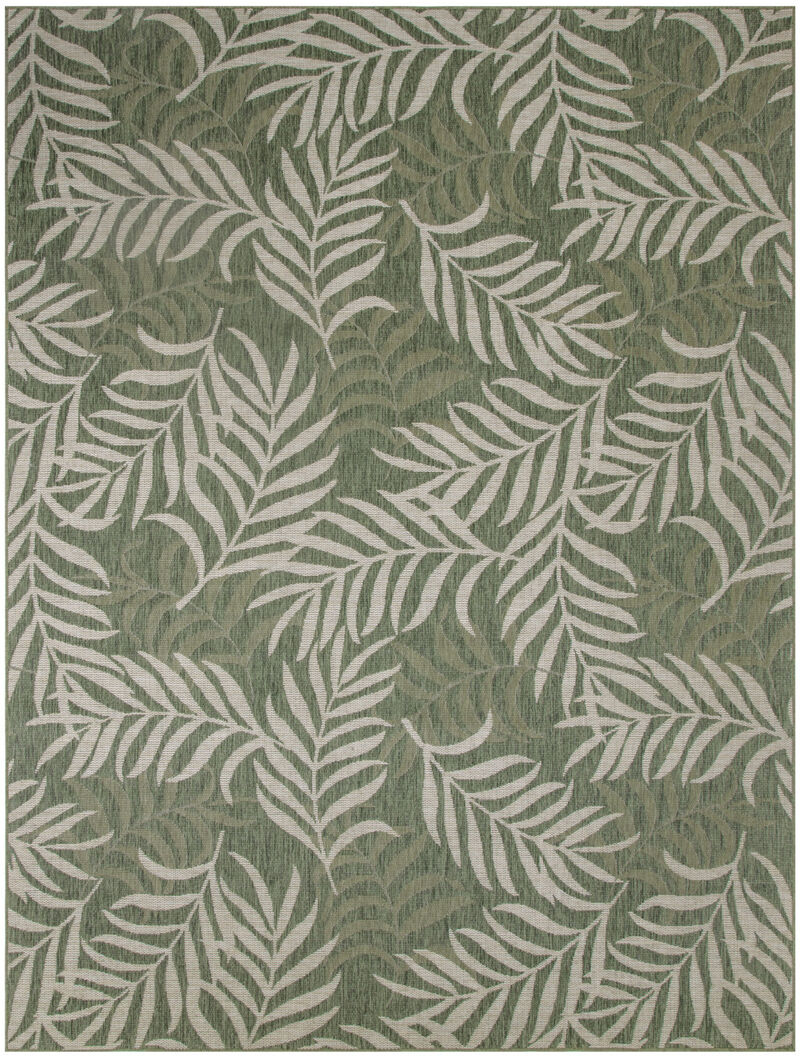 HomeRoots 8' X 10' Ivory And Green Palm Leaf Indoor Outdoor Area Rug image number 0