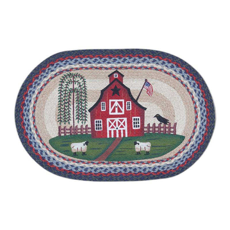 Earth Rugs Op-15 Barn Scene Oval Patch 20 X 30 image number 0