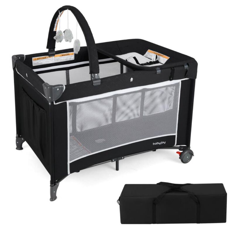 Hivvago 3-in-1 Portable Baby Crib and Playpen with Changing Table