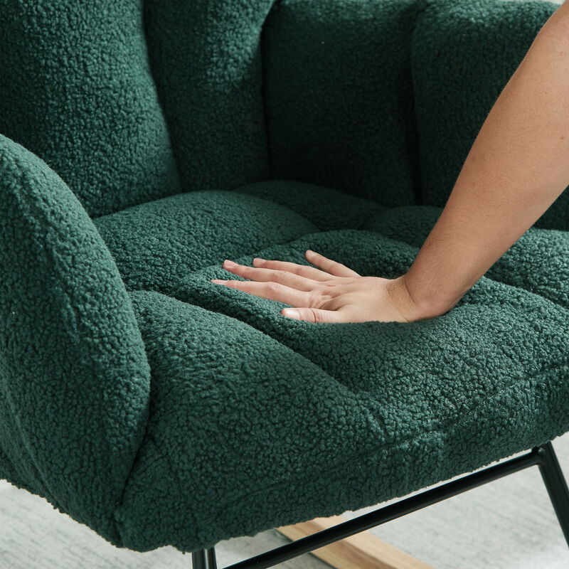 Merax Accent Chairs for Living Room Tufted Upholstered Teddy Fabric Glider Chair Rocking Chair image number 4