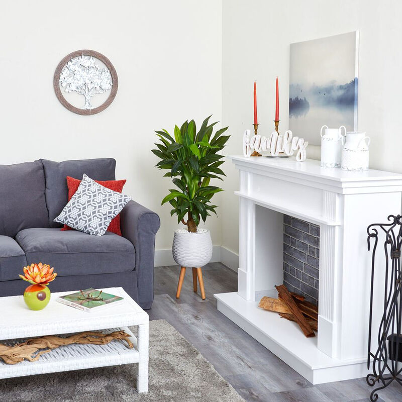 Nearly Natural 46-in Corn Stalk Dracaena Plant in Planter w/Legs (Real Touch)