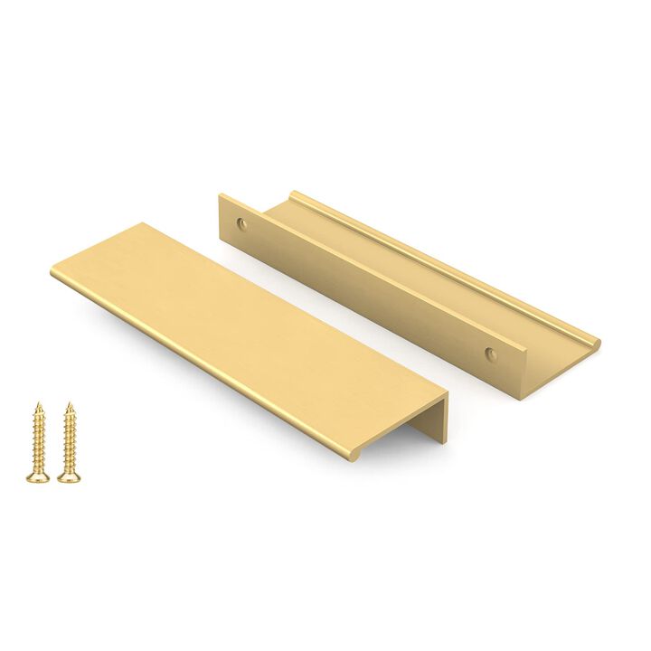 Peaha 10 Pack Kitchen Cabinet Handles 5 inch Matte Gold Pulls for Dresser Drawers Brushed Brass Door Edge Finger Pull Hardware
