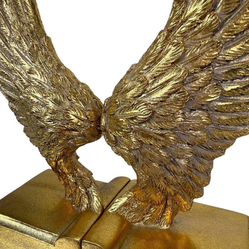 Angel Wing Bookends Set Antique Gold Resin 875 In Decorative Book Holders image number 5