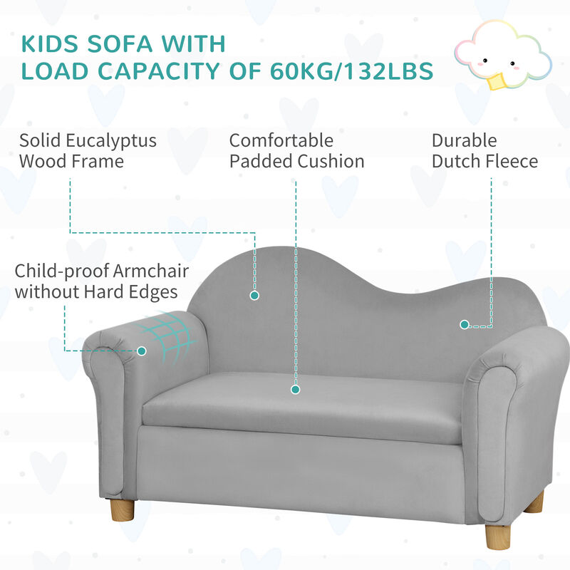 Hivvago Ergonomic Kids Couch with Storage and Comfortable Arms image number 3