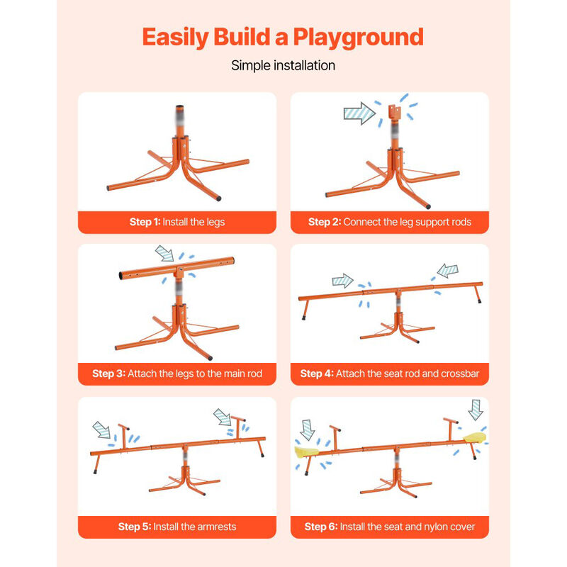 Kids Sit and Spin Seesaw, Teeter Totter with 4-Prong Legs, Outdoor Playground Toy image number 6