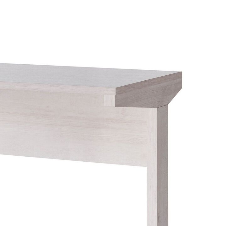 30 Inch Rectangular Wooden Desk with L Legs, White-Benzara