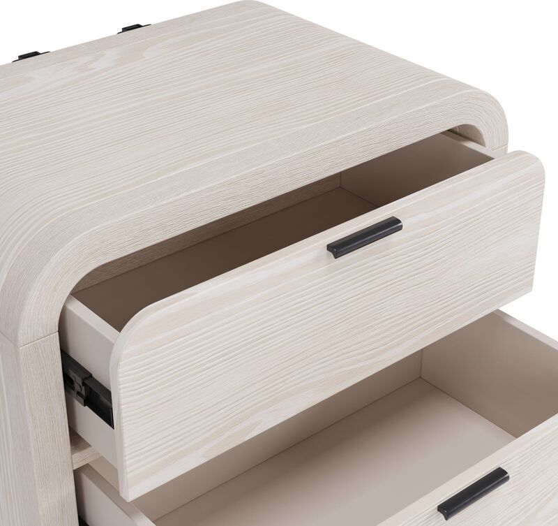 Drake Two Drawer USB-Charging Nightstand in Sugar