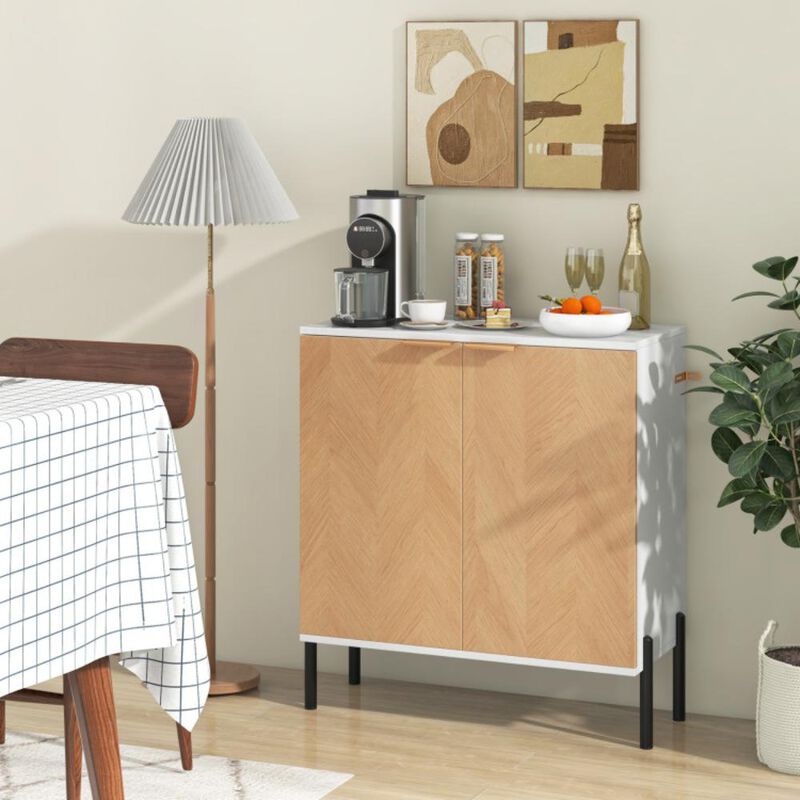 Hivvago 2-Door Buffet Cabinet Sideboard with Shelf and Metal Legs