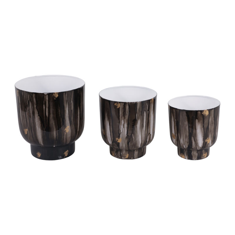 S/3 9/10/11" Marbled Finish Planters, Gray image number 4