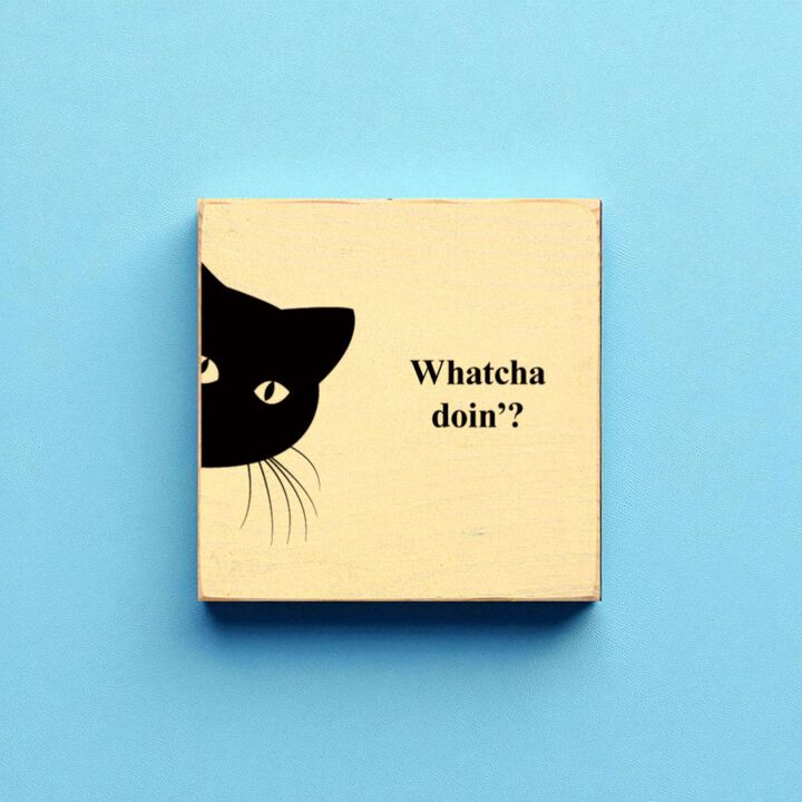 Funny Cat Wooden Sign Cute Cat Wall Decor Gift for Cat Lovers