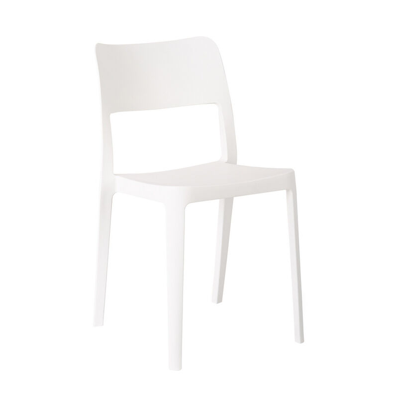 HomeRoots Set of Two White Heavy Duty Plastic Outdoor Stacking Accent Chairs image number 2