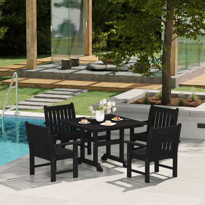 WestinTrends 5-Piece HDPE Outdoor Patio Chair and Square Table Dining Set