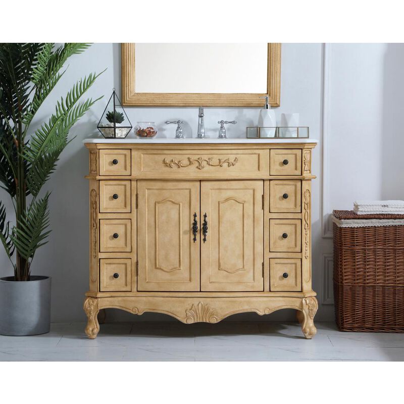 Elegant Kitchen and Bath 42 inch Single Bathroom vanity in Light Antique Beige