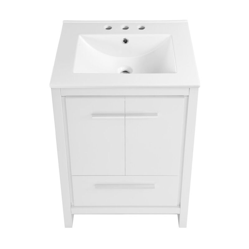 Virage 24 in. White Bathroom Vanity with 3-Hole Ceramic Sink Top image number 6