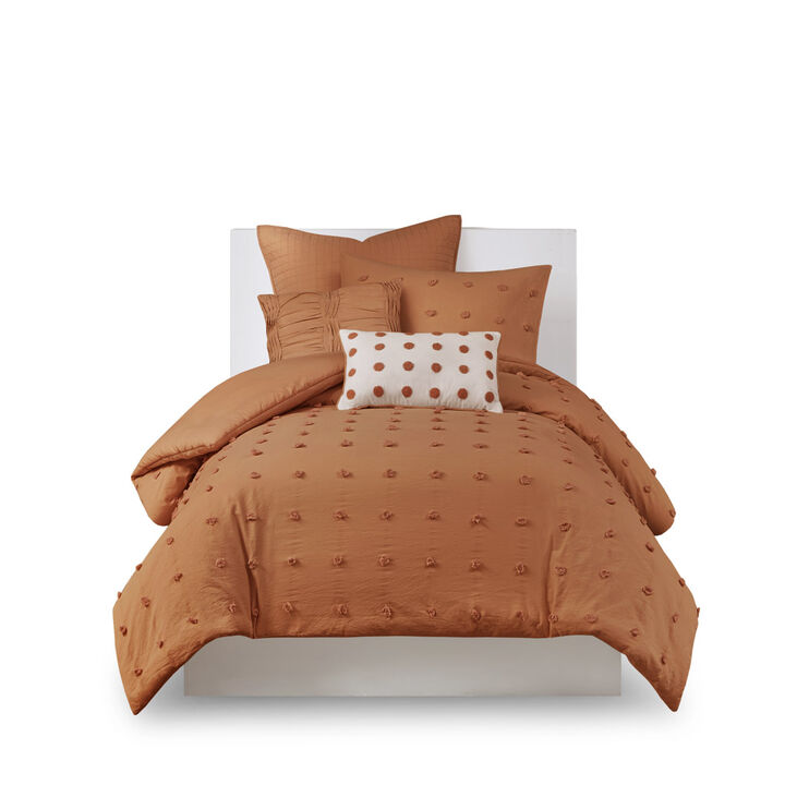 Gracie Mills Grady Elegance Defined Cotton Jacquard Comforter Set with Euro Shams and Throw Pillows