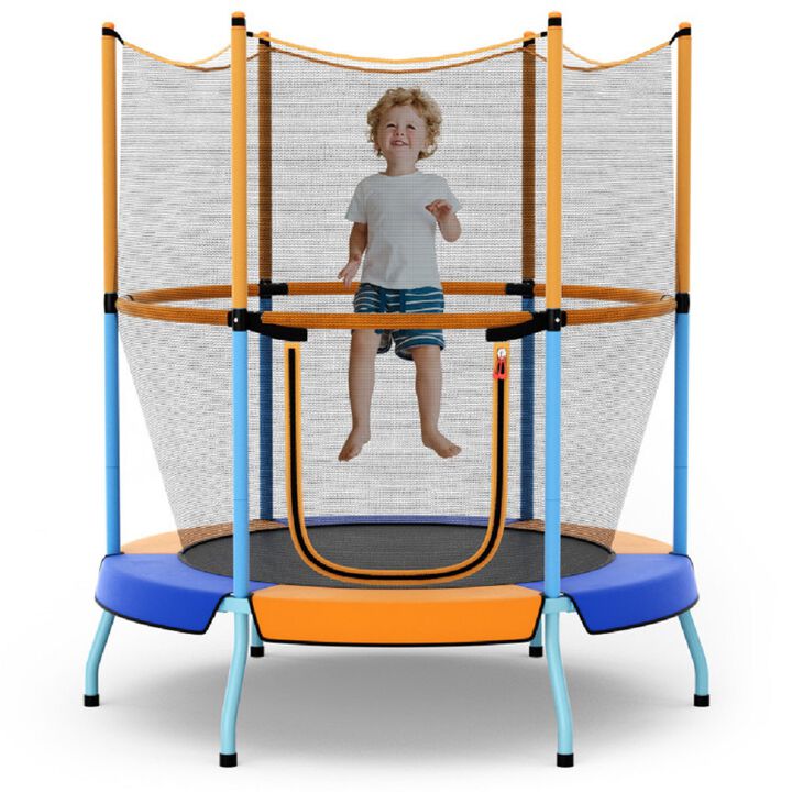 55.5 Inch Toddler Rebounder Trampoline with Enclosure Net