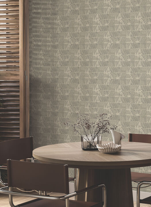 Woodcut Black & Linen Wallpaper