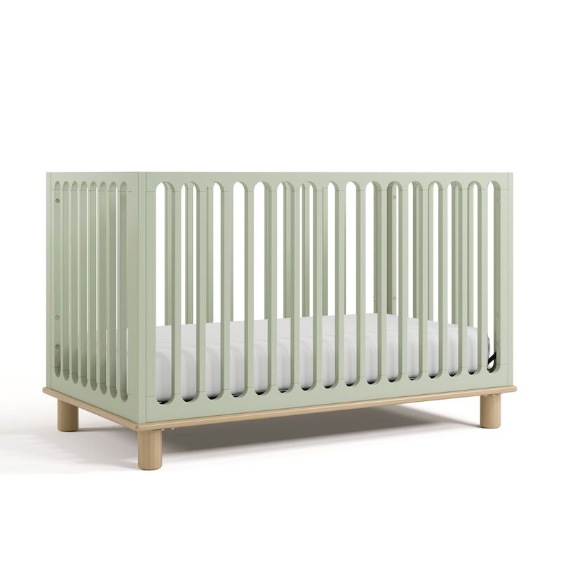 Deluxe 3-in-1 Convertible Crib with Bonus Toddler Guardrail, Sage with Driftwood image number 0