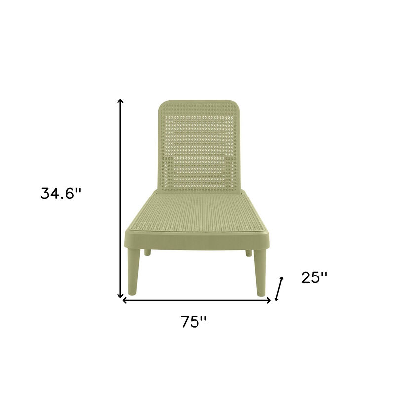 HomeRoots 75" Sage Heavy Duty Plastic Outdoor Stacking Chaise Lounge image number 5