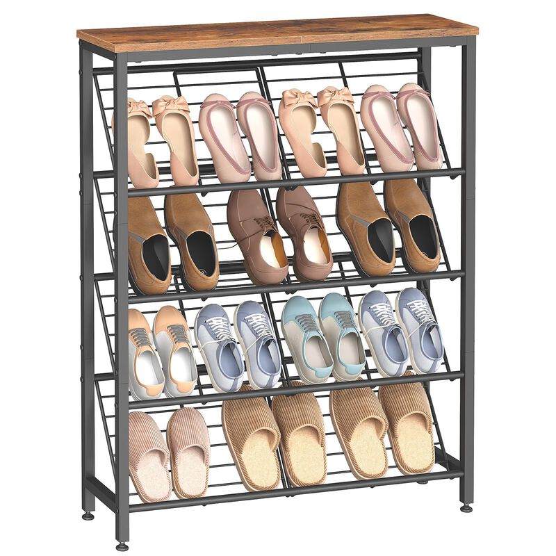 Adjustable 5-Tier Shoe Rack Holds 12-16 Pairs, Entryway Organizer image number 3