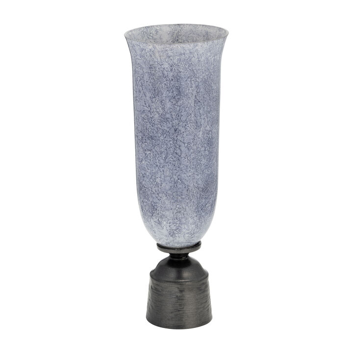 20" Glass Vase W/Metal Base