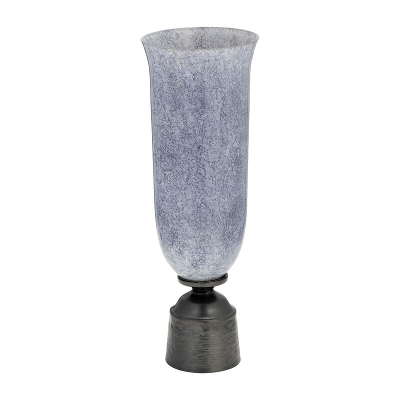 20" Glass Vase W/Metal Base image number 0