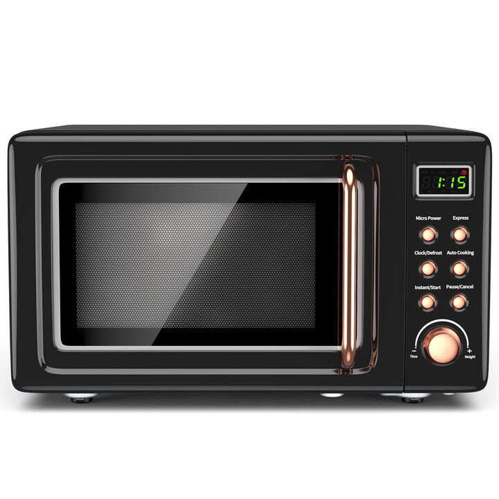 Retro Countertop Microwave Oven 700W with 5 Power Levels for Home Kitchen