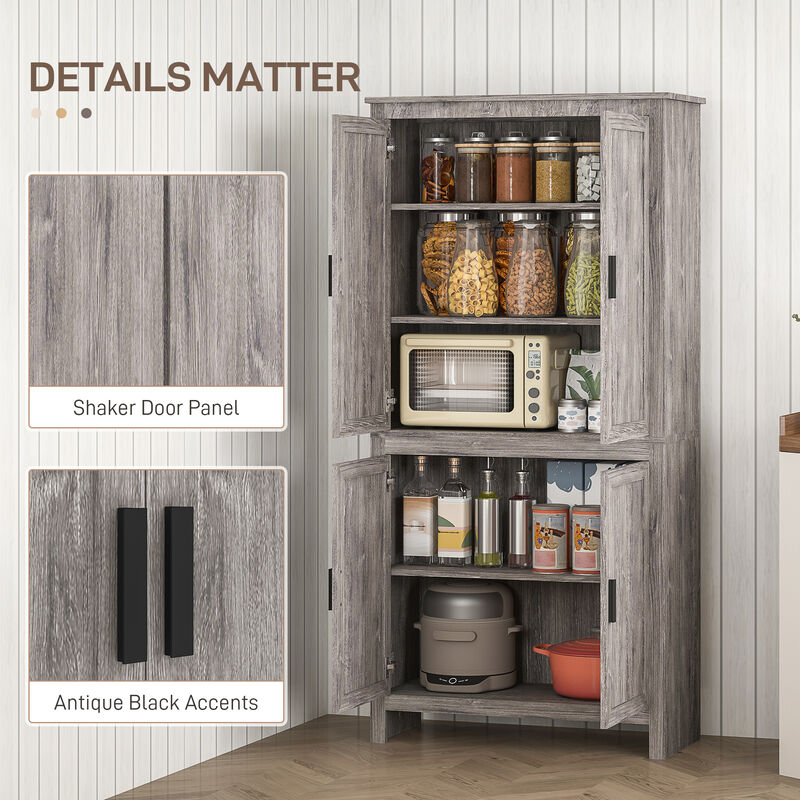 Hivvago Tall Freestanding Kitchen Cabinet with 4 Doors image number 6