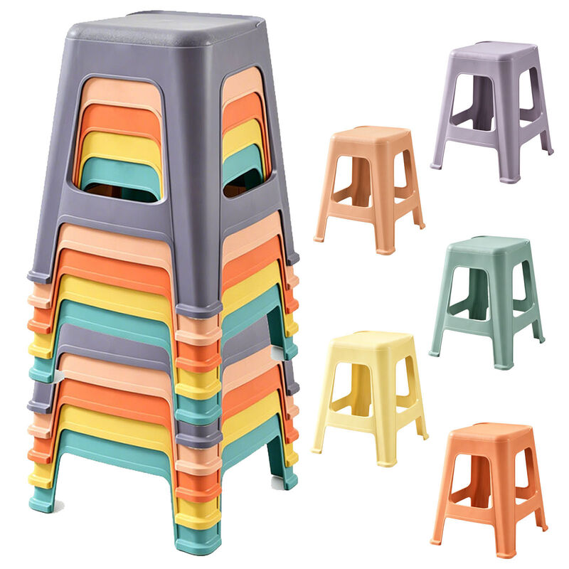 Jentsa 10 Pack Stackable Plastic Stools image number 0
