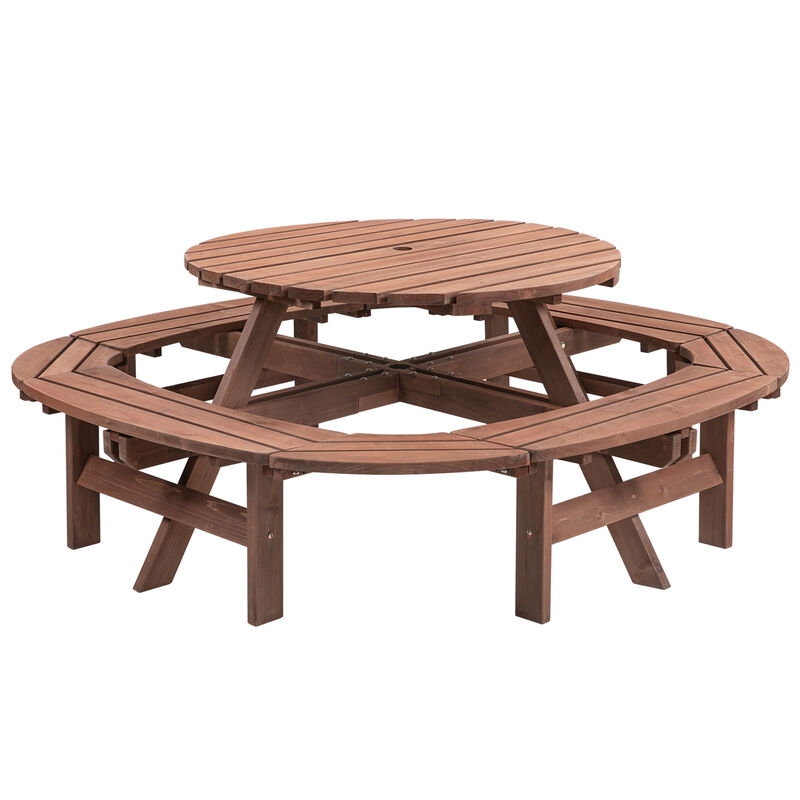 TATEUS 10-12-person Round Outdoor Wooden Picnic Table image number 7