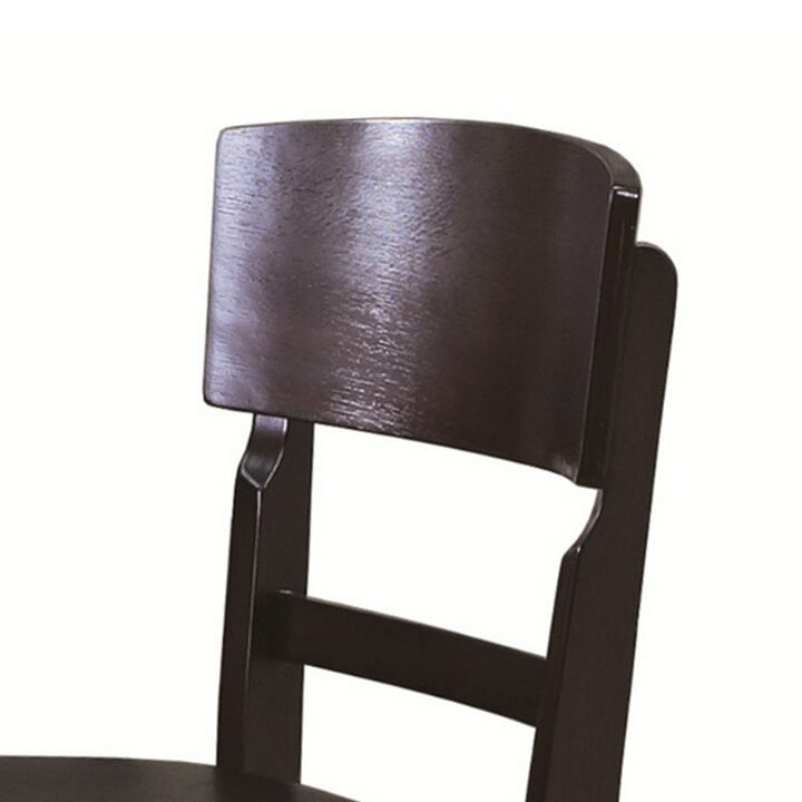 Counter Height Chair with Leatherette Seating, Set of 2, Brown - Benzara