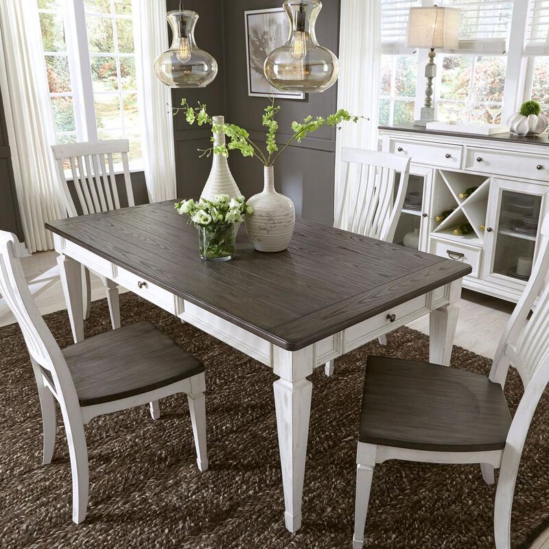 Liberty Furniture Allyson Park Rectangular Leg Table in Wirebrushed White w/ Charcoal Top image number 4