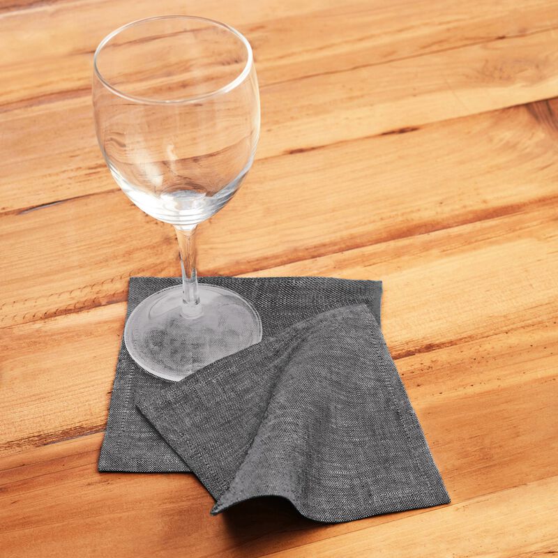 Solino Home Athena 100% Linen Cocktail Napkins &ndash; Set of 12, 6 x 6 in, Machine Washable, Holiday and Everyday Dining