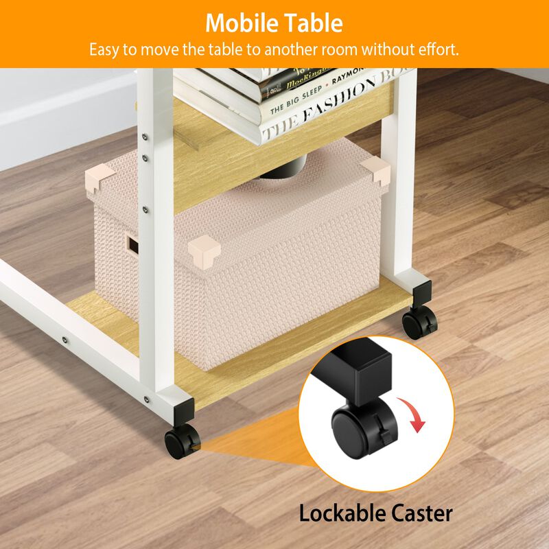 Adjustable C-Shaped Laptop and Side Table for Living Room