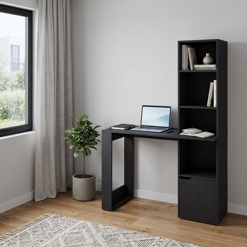 HomeRoots 39" White Wood Pedestal Computer Desk image number 1