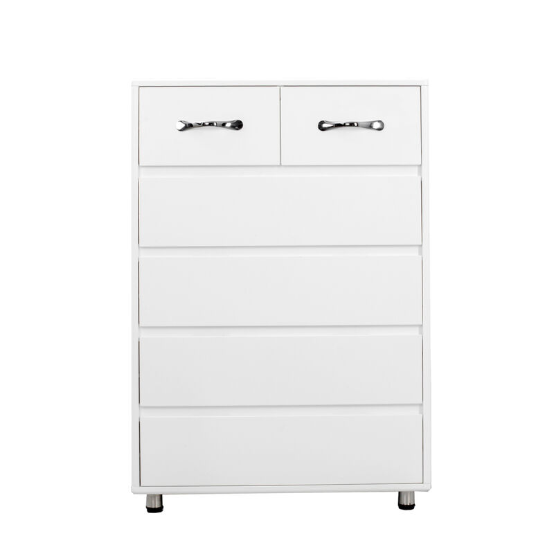 Six drawer side table-white