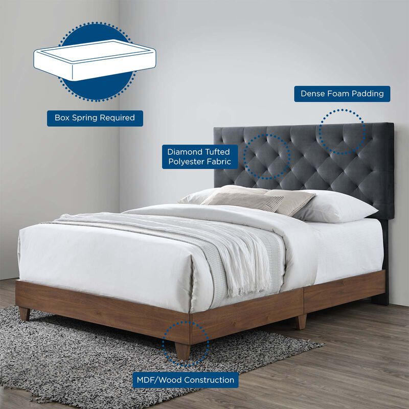 Modway - Rhiannon Diamond Tufted Upholstered Performance Velvet Queen Bed image number 3