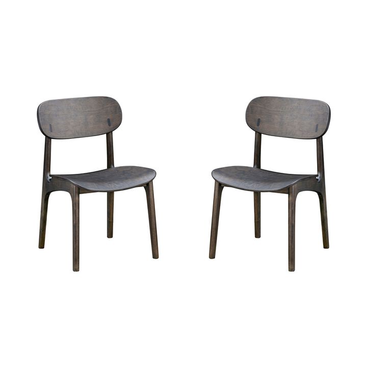 Seln 20 Inch Dining Chair Set of 2, Curved Seat, Splayed Legs, Gray - Benzara