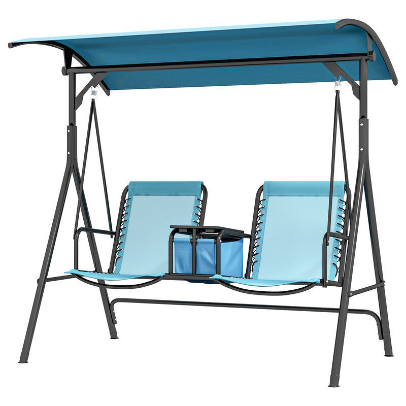 Hivvago Patio Swing for 2 with Storage Tray & Cup Holders image number 0