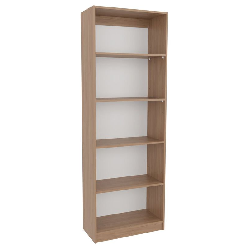 4-Tier Bookcase with Modern Storage for Books and Decor, Natural Oak / White