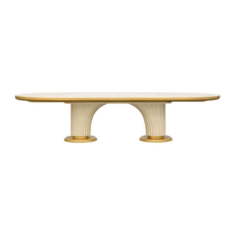 Michael Amini Scotts Square Oval Dining Table - Light Champagne image number 4