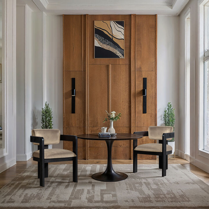 Meridian Furniture Sacha Beige Velvet Dining Chair, Set of 2