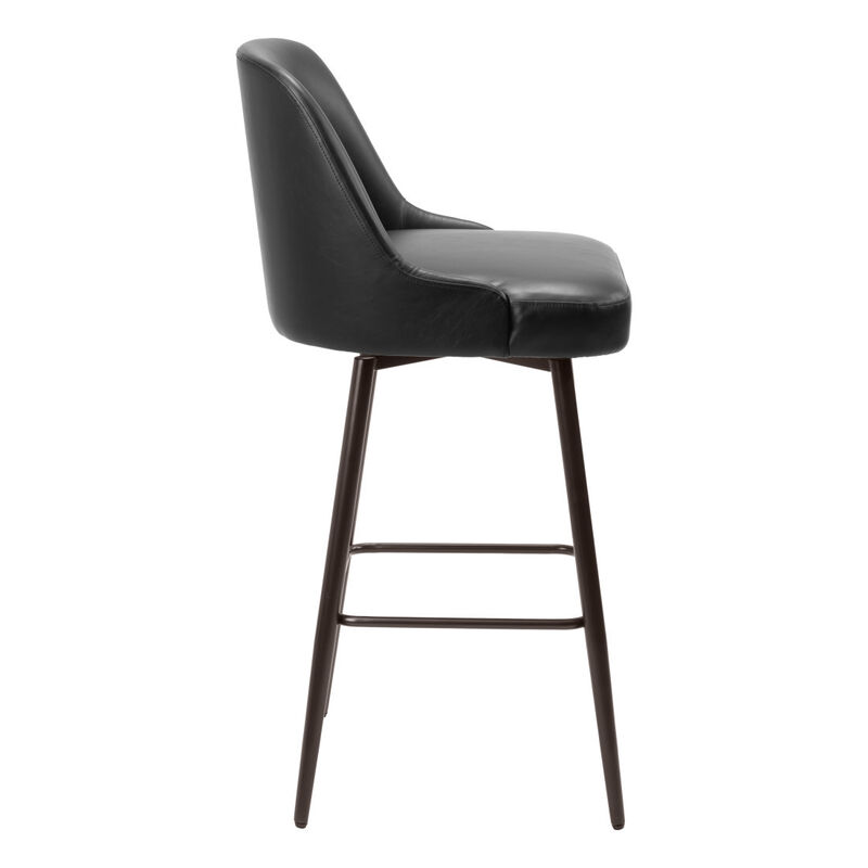 HomeRoots 30" Black And Bronze Faux Leather And Steel Bar Height Swivel Bar Chair image number 3
