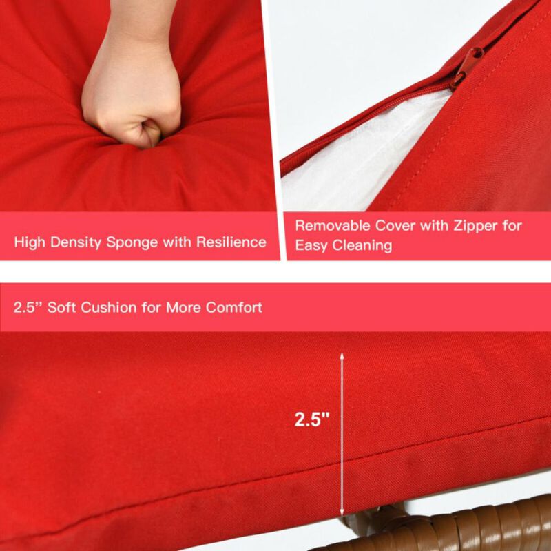 Hivvago 3 Pieces Patio Rattan Bistro Set with Cushions and Glass Table