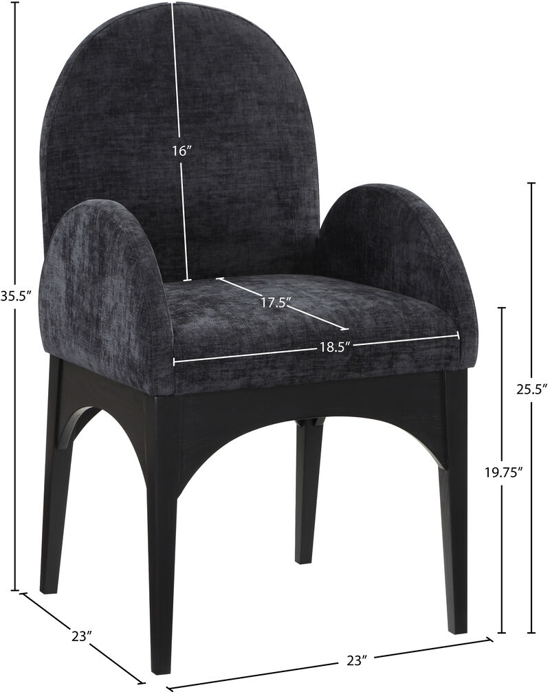 Meridian Furniture Waldorf Black Chenille Fabric Dining Chair image number 7