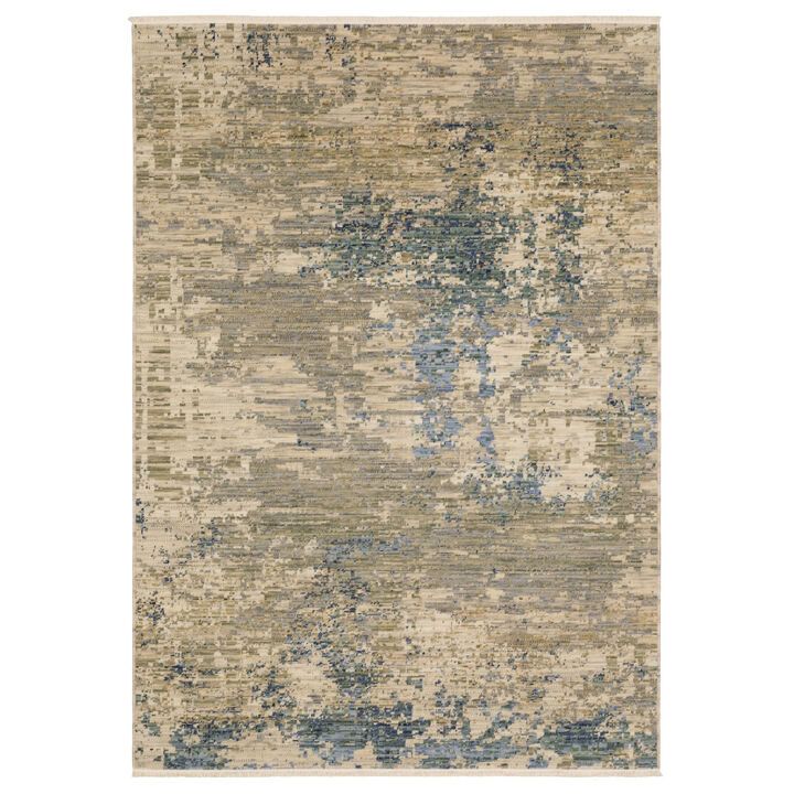 HomeRoots Abstract Area Rug With Fringe