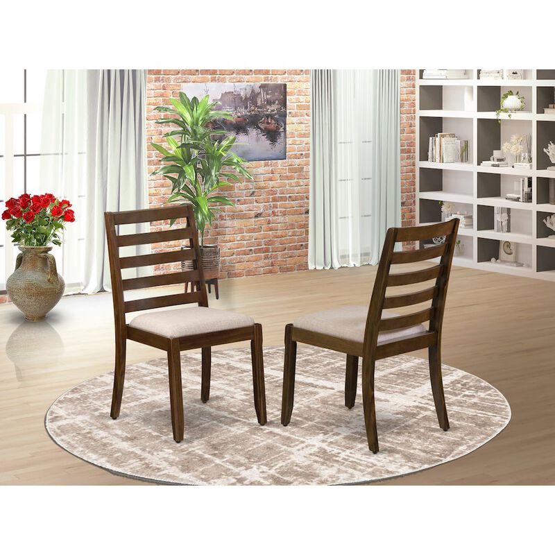 Dining Room Chair with Light Tan Linen Fabric and upholstered back