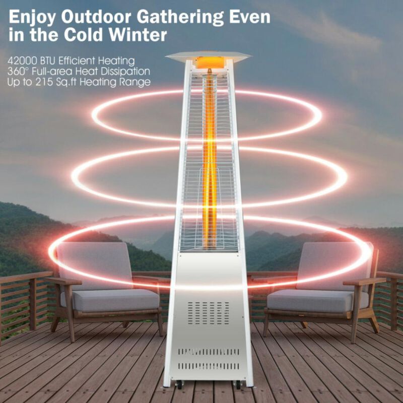 Hivvago 42,000 BTU Stainless Steel Pyramid Patio Heater With Wheels
