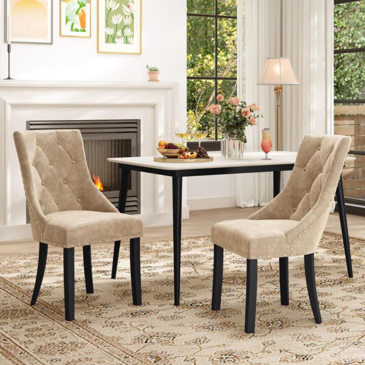 Hivvago Tufted Wingback Upholstered Dining Chairs Set of 2