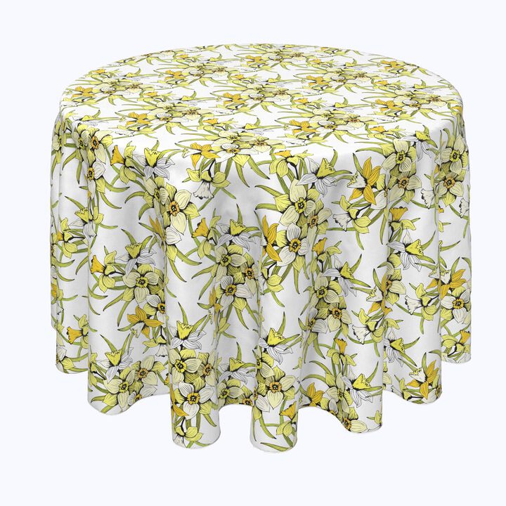 Fabric Textile Products, Inc. Round Tablecloth, 100% Polyester, Summer Daffodil Dil